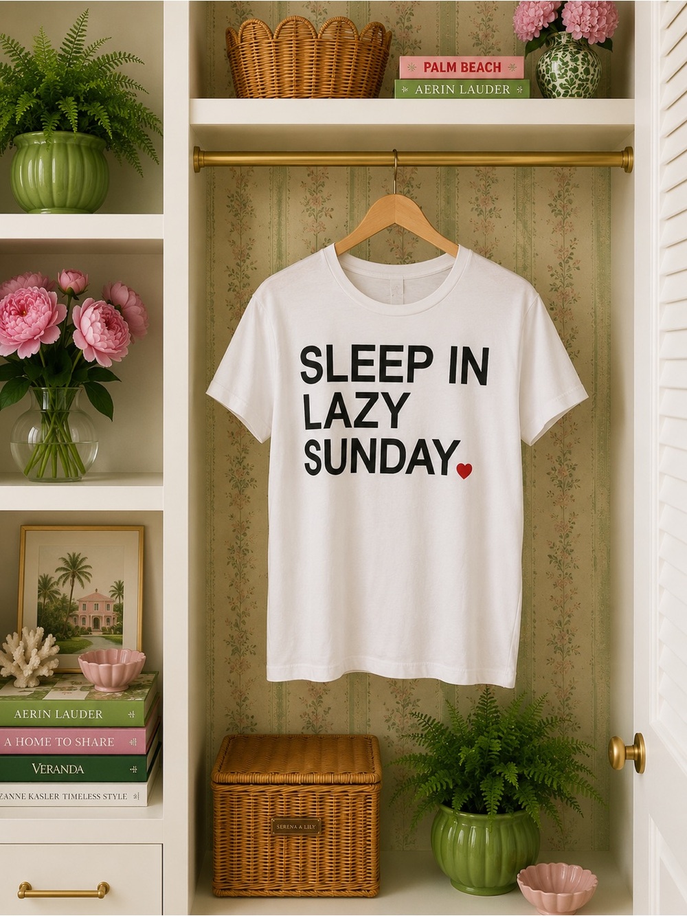Chaser White 'Sleep In Lazy Sunday' Graphic Tee with Red Heart
